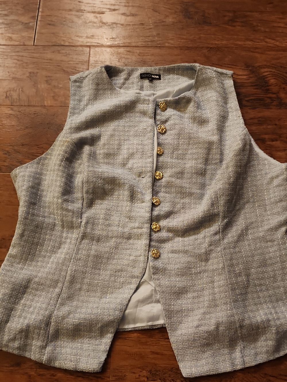 Fashion Nova Blue Tweed Vest
